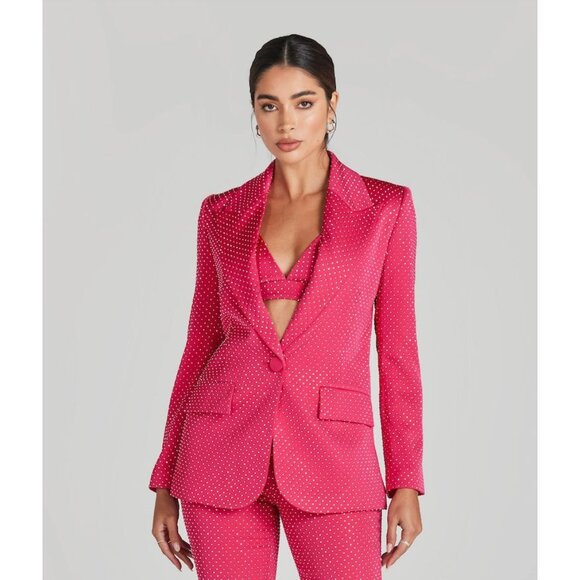 Nadine Merabi Kira Pink Studded Jacket Small NWT - Picture 1 of 14
